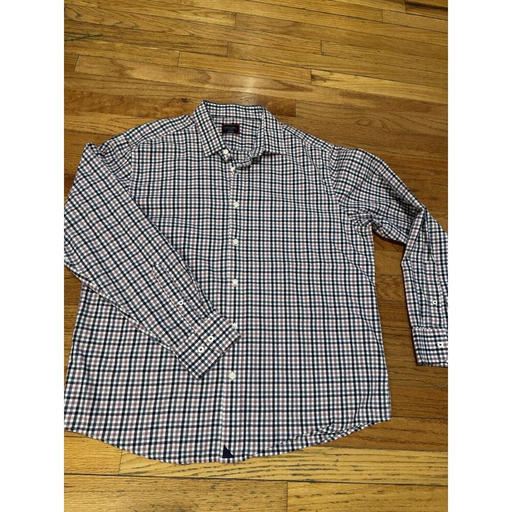 Untuckit Cascina Long Sleeve Button Up Shirt Men's Regular Fit X-Large Blue Mauv